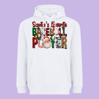 Santa's Favorite Baseball Player For Christmas Heavyweight Hoodie Designed By Fadigitalartstudio