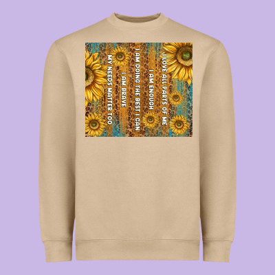 Self Reminders With Sunflowers Heavyweight Sweatshirt Designed By Tumblerdesignbyshophia