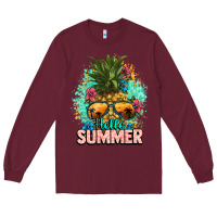 Burgundy Hello summer pineapple Long Sleeve Tee - NancyCooperArtShop