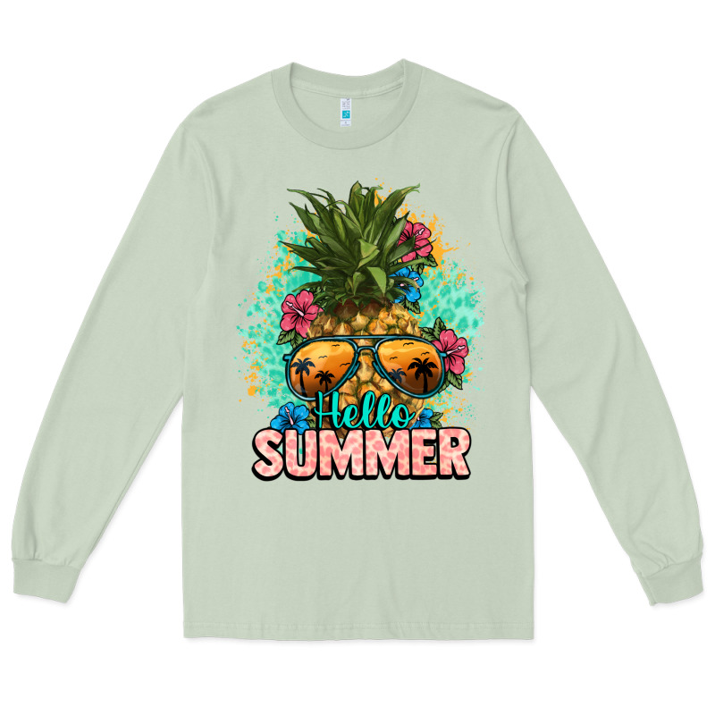 Hello Summer Pineapple Long Sleeve Tee by NancyCooperArtShop | Teevron