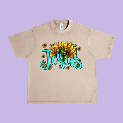 Jesus Sunflower Urban Heavy Tee Designed By Jahusdesignshop