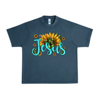 Midnight Navy jesus sunflower Urban Heavy Tee - JahusDesignShop