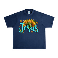 Navy jesus sunflower Urban Heavy Tee - JahusDesignShop