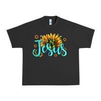 Pigment Black jesus sunflower Urban Heavy Tee - JahusDesignShop