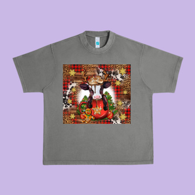 Christmas Baby Cow Hot Cocoa Urban Heavy Tee Designed By Jasminsmagicworld