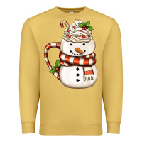 Antique Gold Christmas Snowman Coffee Cup Premium Sweatshirt - FaDigitalArtStudio