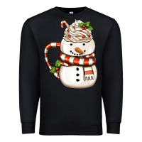 Black Christmas Snowman Coffee Cup Premium Sweatshirt - FaDigitalArtStudio