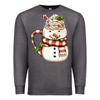 Charcoal Heather Christmas Snowman Coffee Cup Premium Sweatshirt - FaDigitalArtStudio
