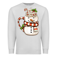 Dove Grey Christmas Snowman Coffee Cup Premium Sweatshirt - FaDigitalArtStudio