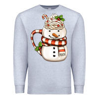 Heather Grey Christmas Snowman Coffee Cup Premium Sweatshirt - FaDigitalArtStudio
