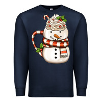 Navy Christmas Snowman Coffee Cup Premium Sweatshirt - FaDigitalArtStudio