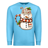 Ocean Blue Christmas Snowman Coffee Cup Premium Sweatshirt - FaDigitalArtStudio