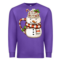 Purple Christmas Snowman Coffee Cup Premium Sweatshirt - FaDigitalArtStudio