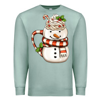 Seafoam Christmas Snowman Coffee Cup Premium Sweatshirt - FaDigitalArtStudio