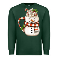 Sports Green Christmas Snowman Coffee Cup Premium Sweatshirt - FaDigitalArtStudio