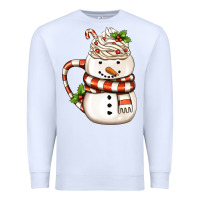 White Christmas Snowman Coffee Cup Premium Sweatshirt - FaDigitalArtStudio
