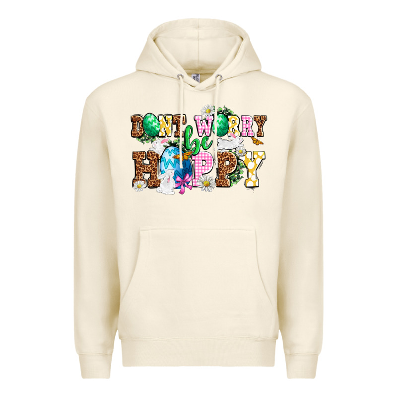 Easter Day Don't Worry Be Hoppy Premium Hoodie by OliviaCreatesArt | Teevron