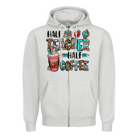 Dove Grey half teacher half coffee Zipper Hoodie - OliviaCreatesArt
