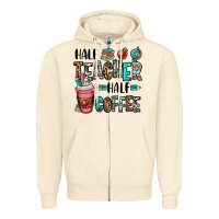 Sandshell half teacher half coffee Zipper Hoodie - OliviaCreatesArt