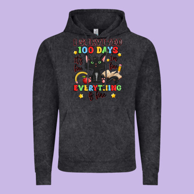 I Survived 100 Days It's Fine I'm Fine Vintage Hoodie Designed By Artiststas