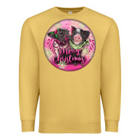 Antique Gold Pink Merry Christmas Pig Premium Sweatshirt - FaDigitalArtStudio