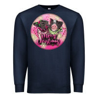 Navy Pink Merry Christmas Pig Premium Sweatshirt - FaDigitalArtStudio