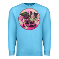 Ocean Blue Pink Merry Christmas Pig Premium Sweatshirt - FaDigitalArtStudio