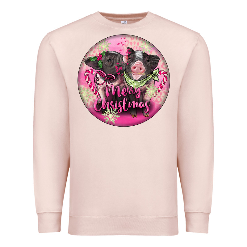 Pink Merry Christmas Pig Premium Sweatshirt by FaDigitalArtStudio | Teevron