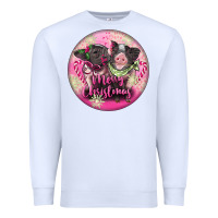 White Pink Merry Christmas Pig Premium Sweatshirt - FaDigitalArtStudio