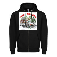 Black merry chrıstmas Zipper Hoodie - FaDigitalArtStudio