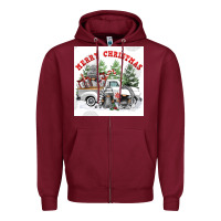 Burgundy merry chrıstmas Zipper Hoodie - FaDigitalArtStudio