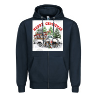 Navy merry chrıstmas Zipper Hoodie - FaDigitalArtStudio