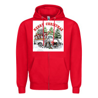 Red merry chrıstmas Zipper Hoodie - FaDigitalArtStudio
