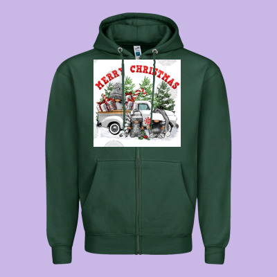 Merry Chrıstmas Zipper Hoodie Designed By Fadigitalartstudio