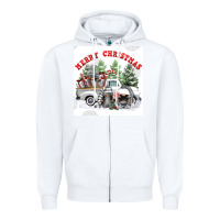 White merry chrıstmas Zipper Hoodie - FaDigitalArtStudio