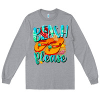 Heather Grey Beach please Long Sleeve Tee - NancyCooperArtShop