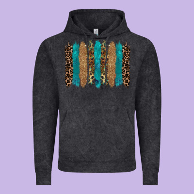 Glitter Turqoise Leopard Tooled Leather Background Vintage Hoodie Designed By Ranaportraitstore