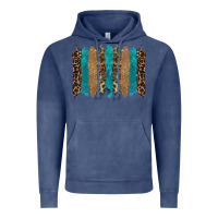 Vintage Denim glitter turqoise leopard tooled leather background Vintage Hoodie - RanaPortraitStore