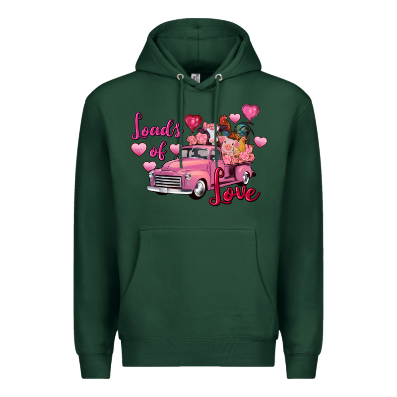 Loads Of Love Valentine's Day Farm Truck Premium Hoodie by FaDigitalArtStudio | Teevron