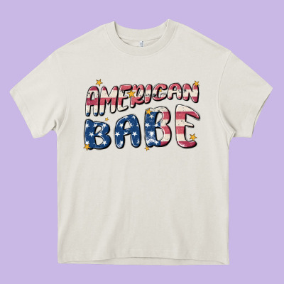 American Babe Heavy Core Tee Designed By Maliassmallbusiness