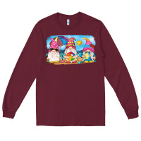 Burgundy summer gnomes Long Sleeve Tee - NancyCooperArtShop