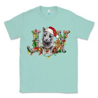 Seafoam Russian Blue Cat Joy Classic Tee - LillyAllenDesigns