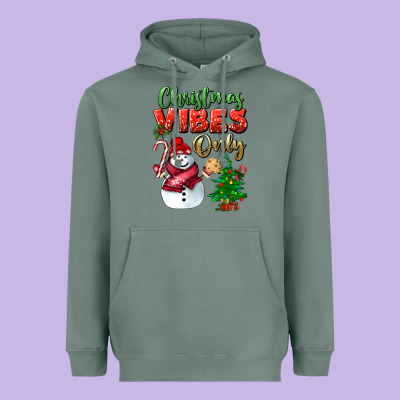 Christmas Vibes Only Heavyweight Hoodie Designed By Bundleandbundleshop