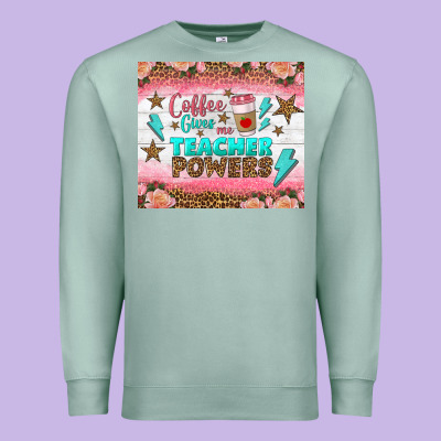 Coffee Gives Me Teacher Powers Tumbler Premium Sweatshirt Designed By Bundleandbundleshop