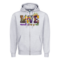 Heather Grey love. ardi gras y'all Zipper Hoodie - OliviaCreatesArt