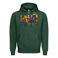 Sports Green love. ardi gras y'all Zipper Hoodie - OliviaCreatesArt