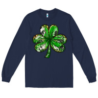 Navy shamrock with leopard and cowhide Long Sleeve Tee - NancyCooperArtShop