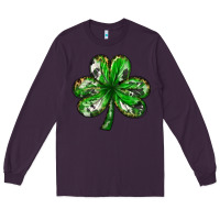 Plum shamrock with leopard and cowhide Long Sleeve Tee - NancyCooperArtShop