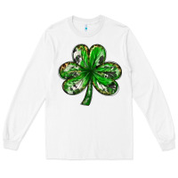 White shamrock with leopard and cowhide Long Sleeve Tee - NancyCooperArtShop