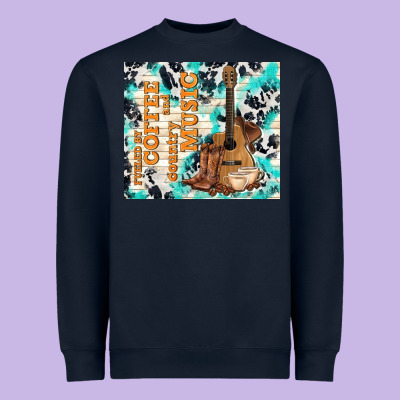 Fueled By Coffee And Country Music Heavyweight Sweatshirt Designed By Tumblerdesignbyshophia